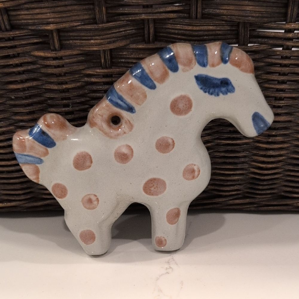 M A Hadley Ceramic Happy The Horse Wall Plaque Christmas Ornament Whimsy Vintage